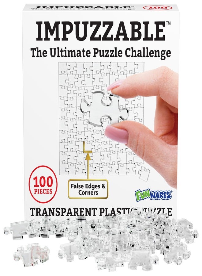 Funwares 100-piece ImPuzzable Clear Puzzle - Insanely Hard Brain Teaser for Adults - Acrylic Jigsaw with False Edges and Fale Corners - Funny White Elephant Gift - Image 1